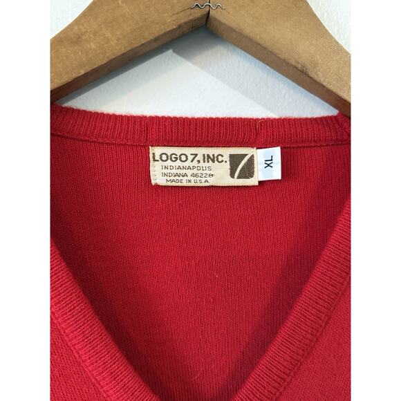 Vintage Iowa State Cyclones V Neck Sweater XL Red Pullover University 80s USA - Picture 3 of 9